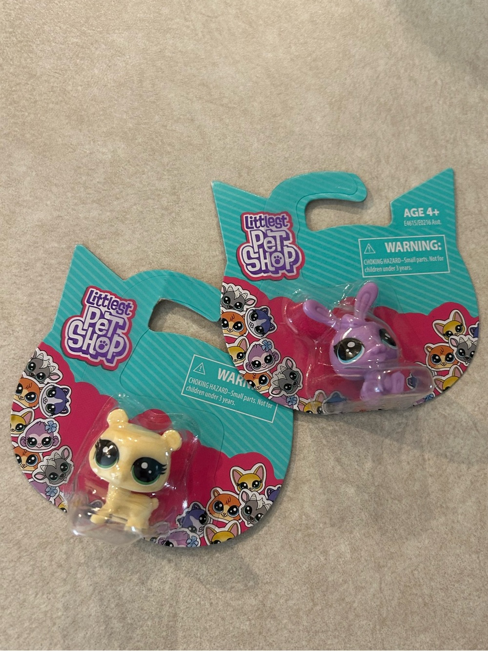 Littlest Pet Shop Mini Yellow Bear & Purple Bunny Figures